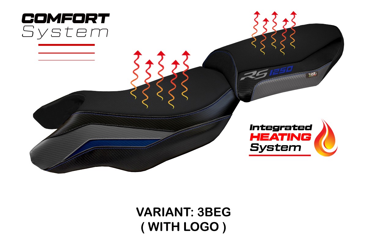 Rivestimento sella riscaldata TPZ Comfort Logo blu-grigio BMW R1250RS 2020-2024