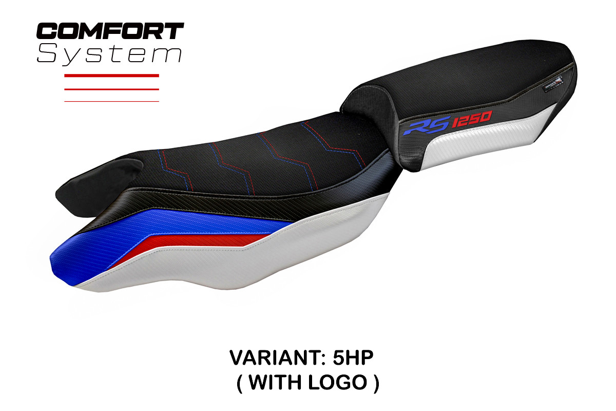 TPZ Blanco Comfort blue-white-red Saddle covering Logo BMW R1250RS 2020-2024