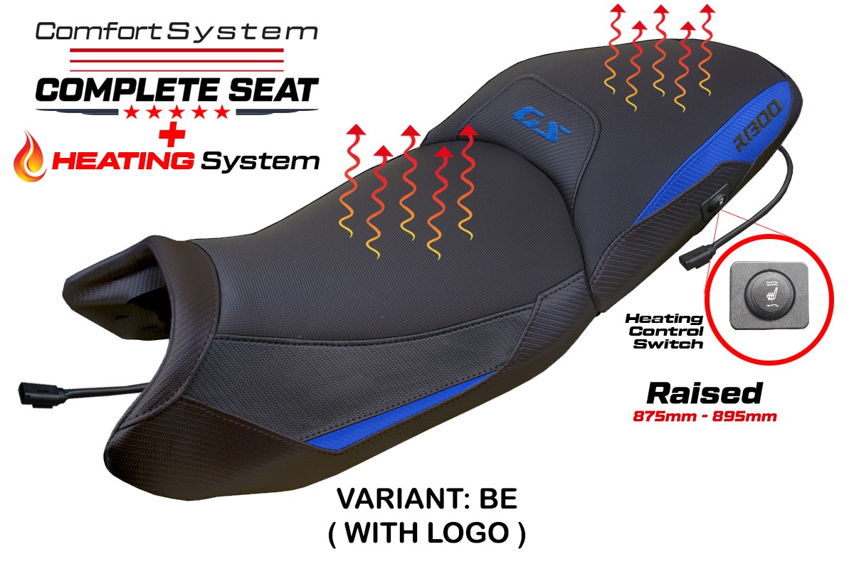 TPZ Raised Dorfen Comfort blue Complete heated saddle Logo BMW R1300GS 2023-2025
