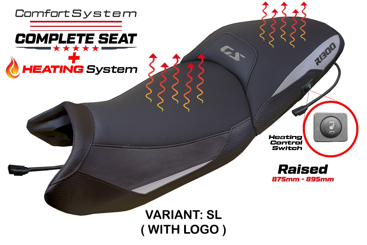 TPZ Raised Dorfen Comfort silver Complete heated saddle Logo BMW R1300GS 2023-2025