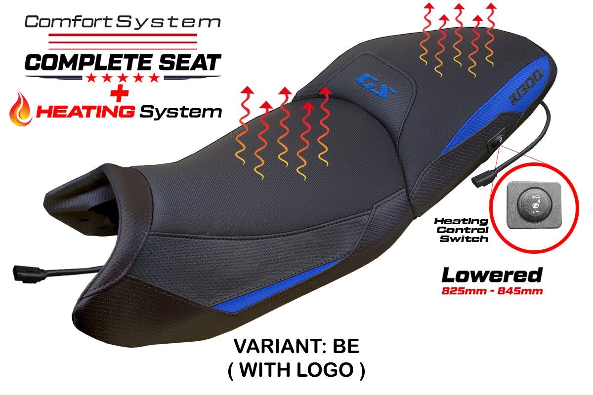 TPZ Lowered Dorfen Comfort blue Complete heated saddle Logo BMW R1300GS 2023-2025