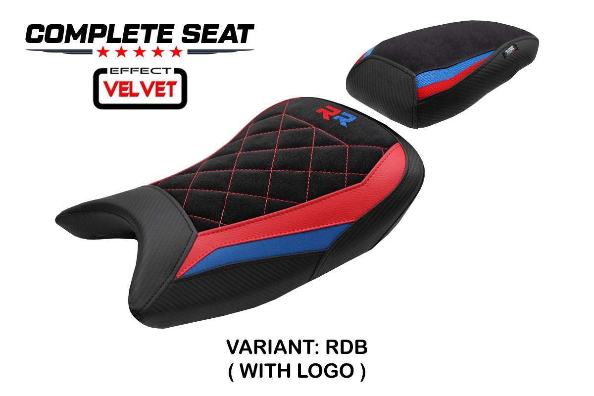 TPZ Varel Velvet red-blue Complete saddle Logo BMW S1000RR 2019-2025