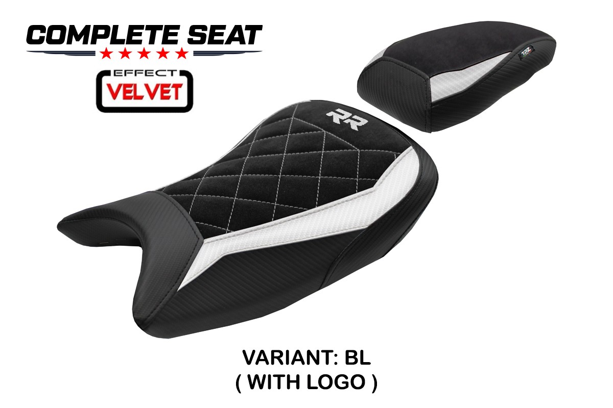 TPZ Varel Velvet white Complete saddle Logo BMW S1000RR 2019-2025
