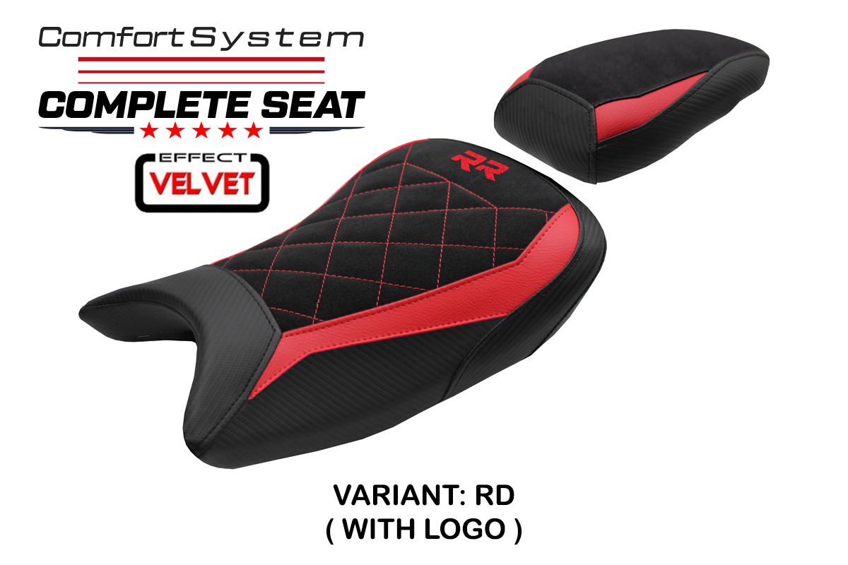 TPZ Varel Velvet Comfort red Complete saddle Logo BMW S1000RR 2019-2025