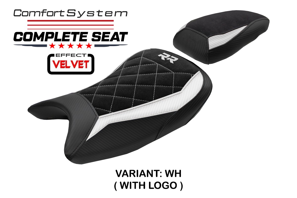 TPZ Varel Velvet Comfort white Complete saddle Logo BMW S1000RR 2019-2025