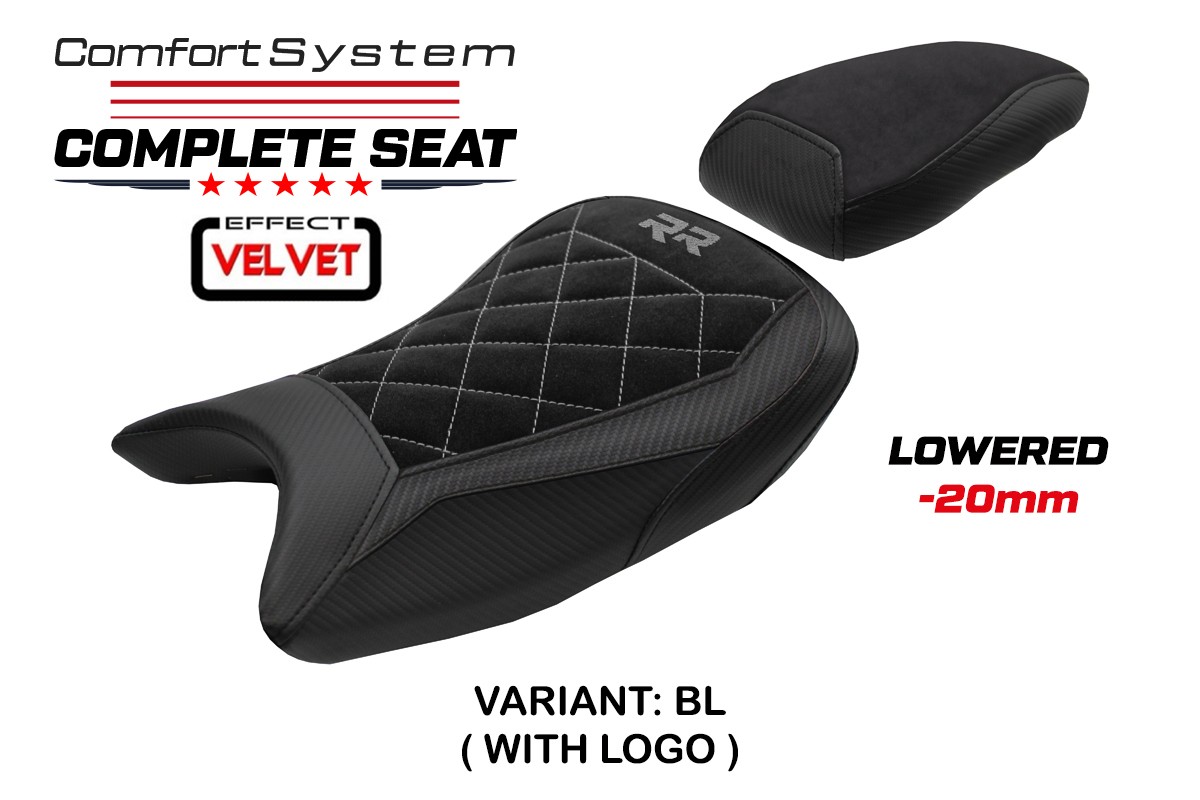 TPZ Lowered Varel Velvet Comfort black Complete saddle Logo BMW S1000RR 2019-2025