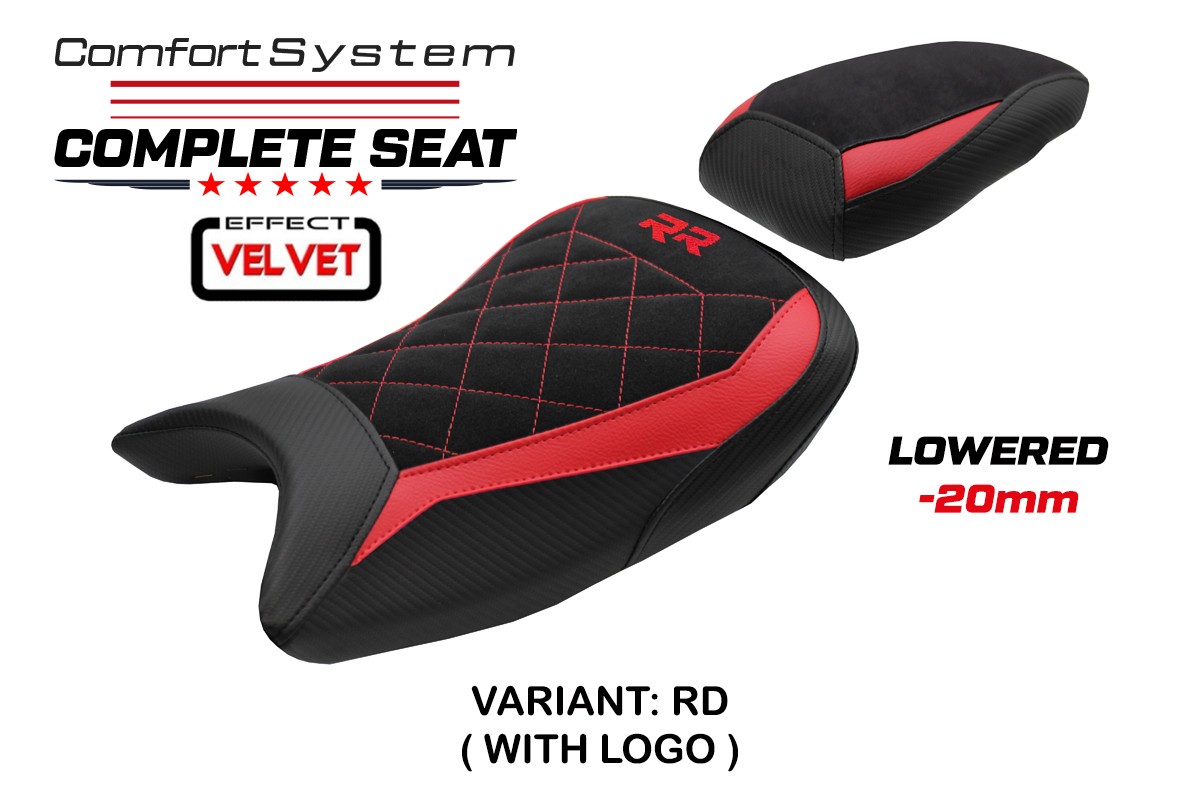 TPZ Lowered Varel Velvet Comfort red Complete saddle Logo BMW S1000RR 2019-2025