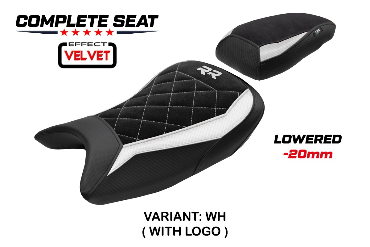 TPZ Lowered Varel Velvet white Complete saddle Logo BMW S1000RR 2019-2025