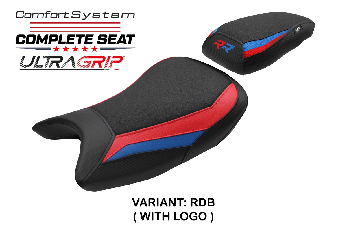 TPZ Varel Comfort red-blue Complete saddle Logo BMW S1000RR 2019-2025