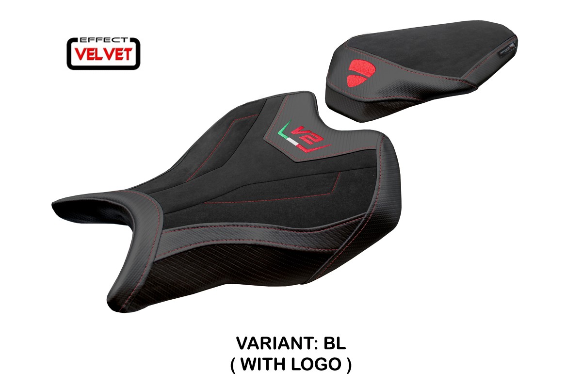 TPZ Asia Velvet black Saddle covering Logo Ducati Panigale V2 2025