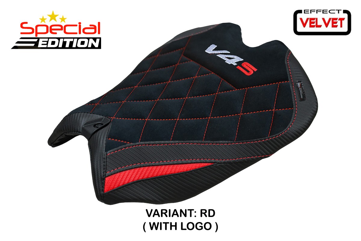 TPZ Argenta Special Edition Velvet red Saddle covering Logo Ducati Panigale V4S 2025