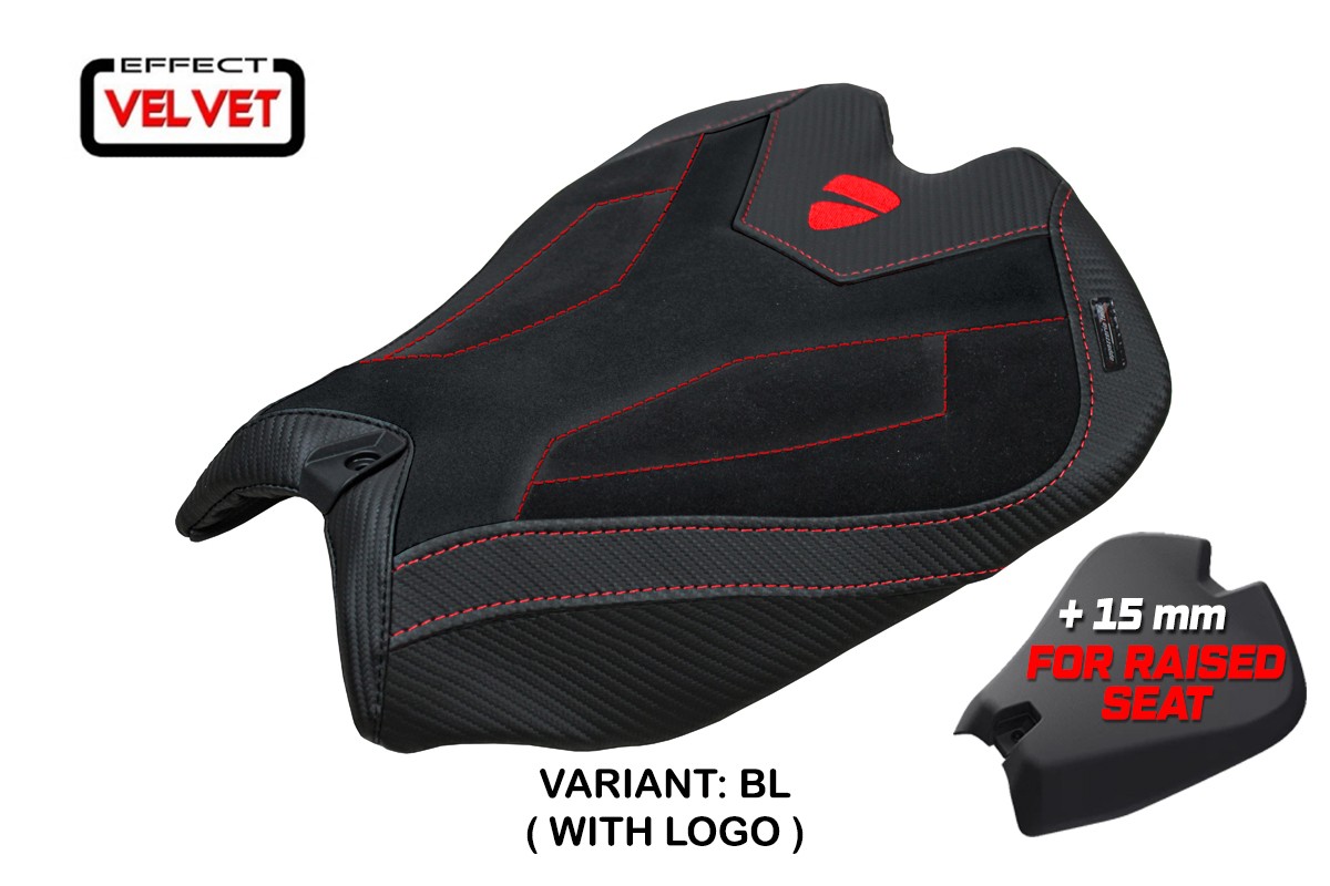 Rivestimento sella TPZ Rialzata Argenta Velvet Logo nero Ducati Panigale V4 2025
