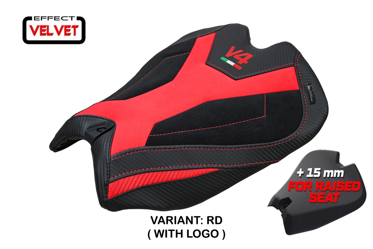 Rivestimento sella TPZ Rialzata Argenta Velvet Logo rosso Ducati Panigale V4 2025