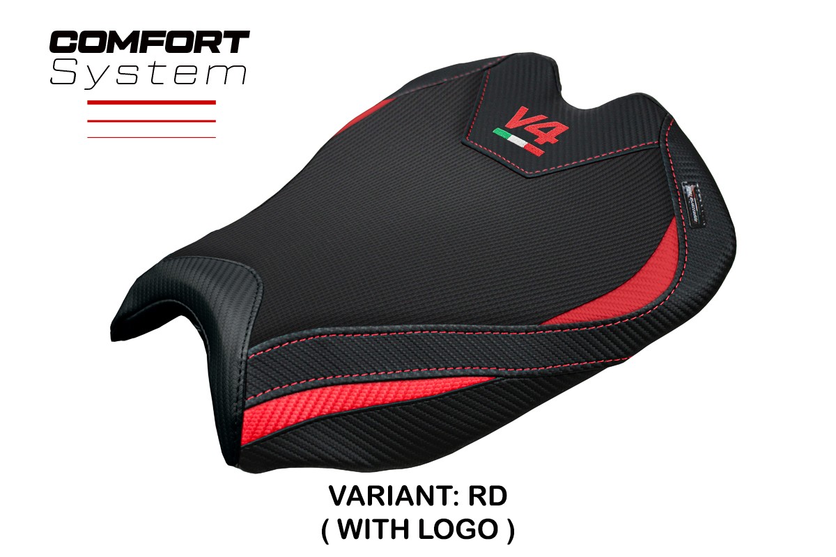 TPZ Alcara Comfort red Saddle covering Logo Ducati Streetfighter V4 2025