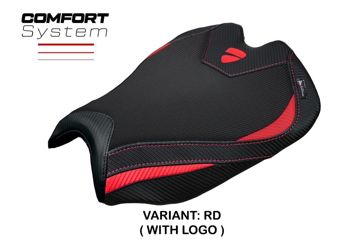 TPZ Alcara Comfort red Saddle covering Logo Ducati Streetfighter V4 2025