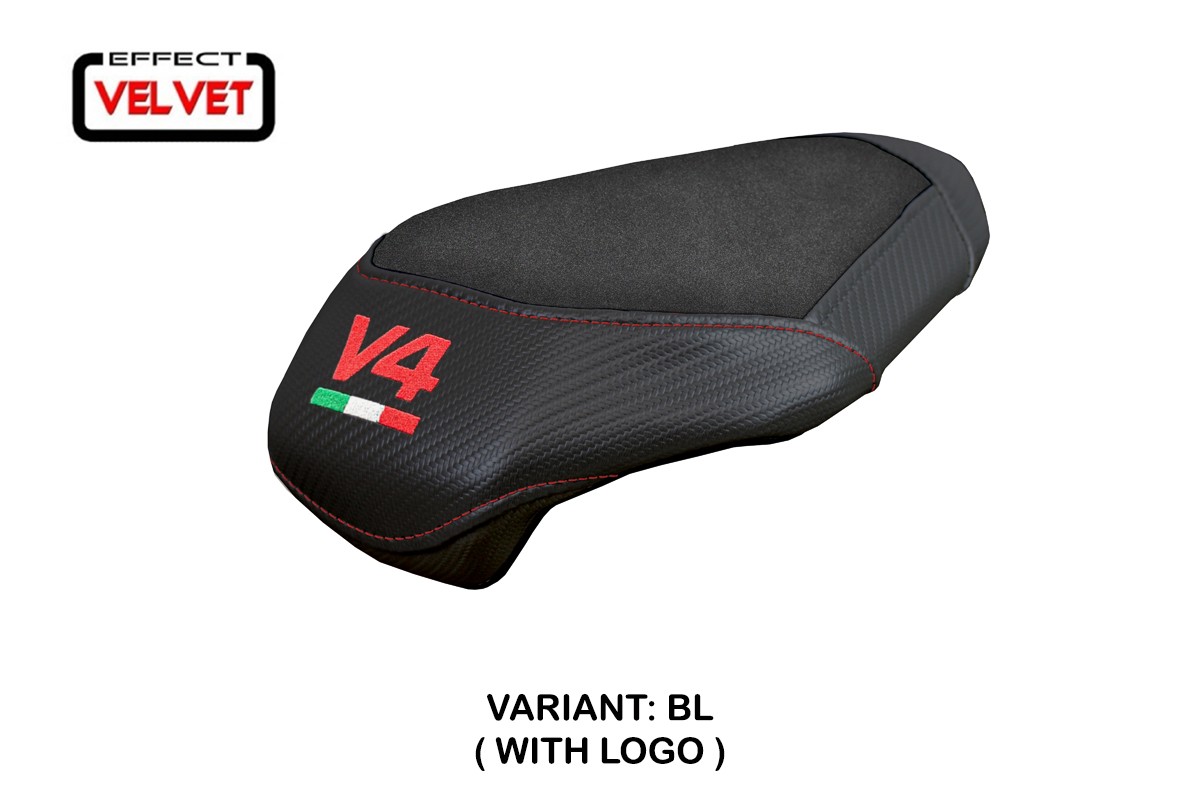 TPZ Alcara Pass Velvet black Saddle covering Logo Ducati Streetfighter V4 2025