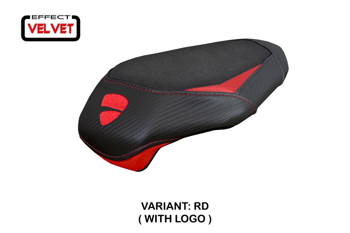 TPZ Alcara Pass Velvet red Saddle covering Logo Ducati Streetfighter V4 2025