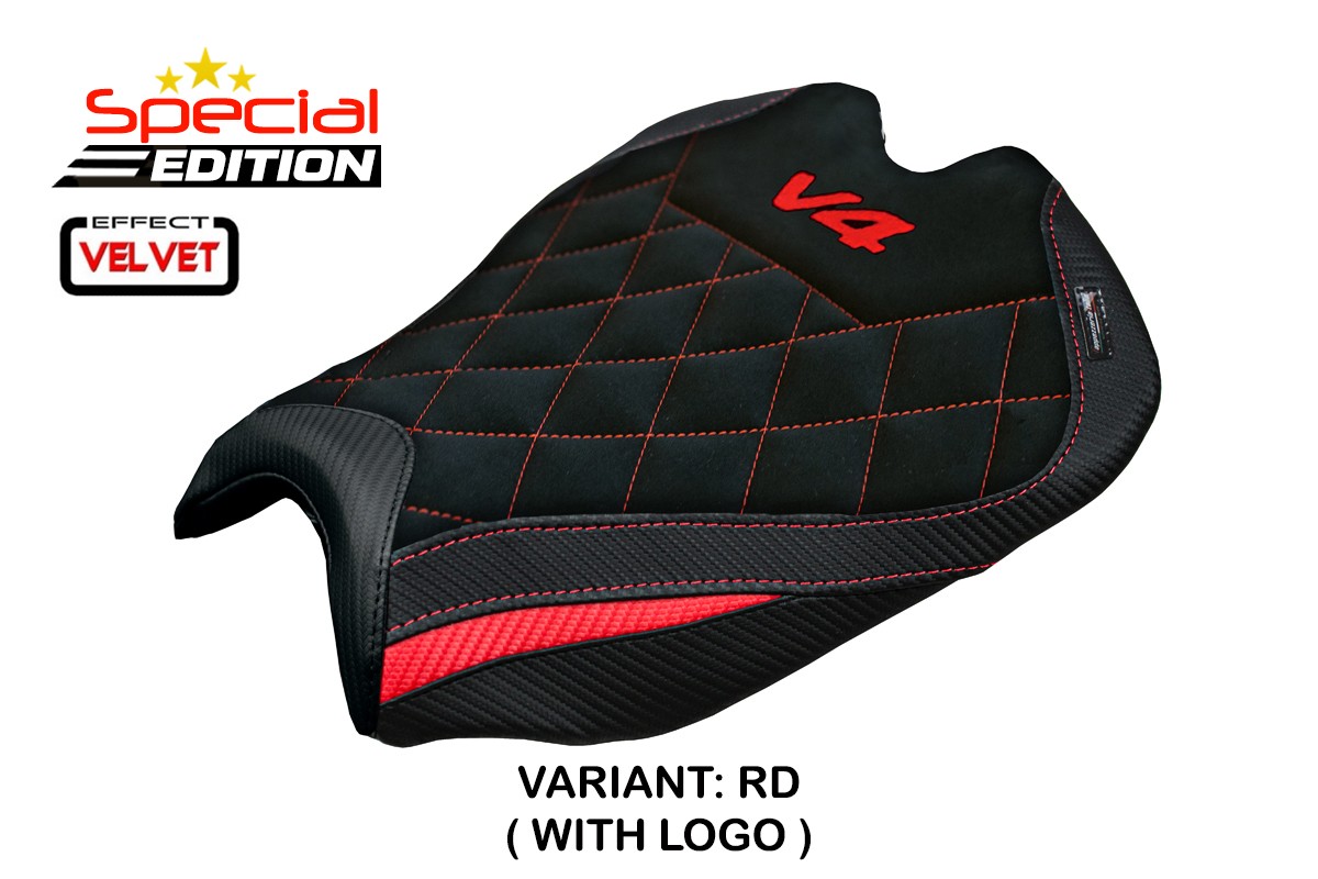 TPZ Alcara Special Edition red Saddle covering Logo Ducati Streetfighter V4 2025