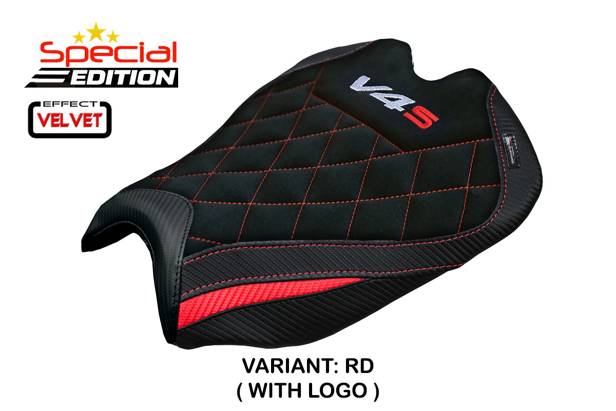TPZ Alcara Special Edition red Saddle covering Logo Ducati Streetfighter V4S 2025