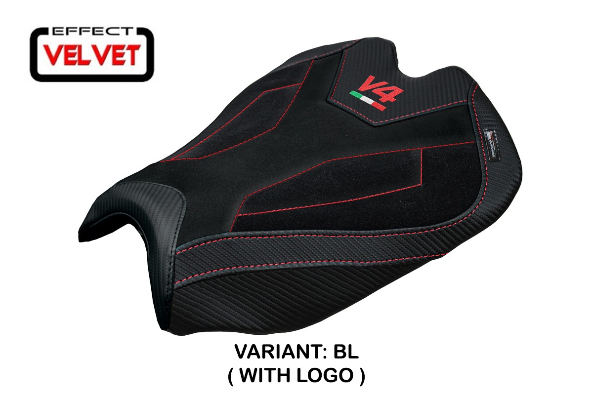 TPZ Alcara Velvet black Saddle covering Logo Ducati Streetfighter V4 2025