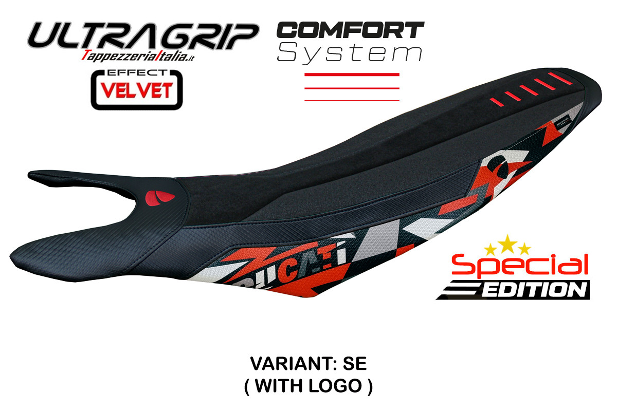TPZ Cairoli SP Velvet Comfort Ultragrip SE Saddle covering Logo Ducati Hypermotard 698 2024-2025