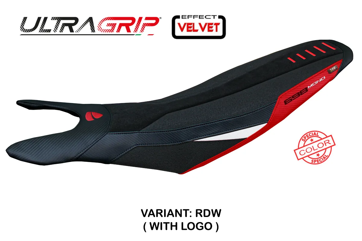 TPZ Cairoli Velvet Ultragrip Special red-white Saddle covering Logo Ducati Hypermotard 698 2024-2025