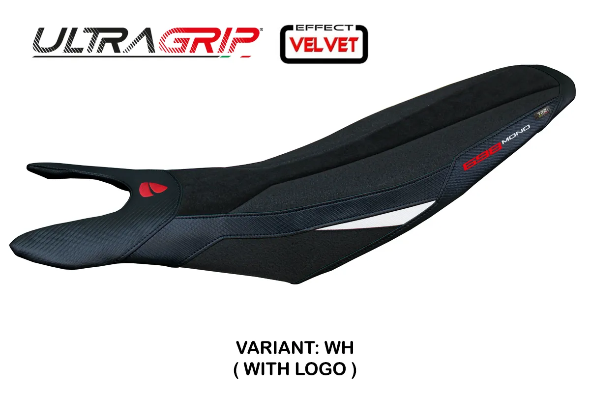 TPZ Cairoli Velvet Ultragrip white Saddle covering Logo Ducati Hypermotard 698 Mono 2024-2025