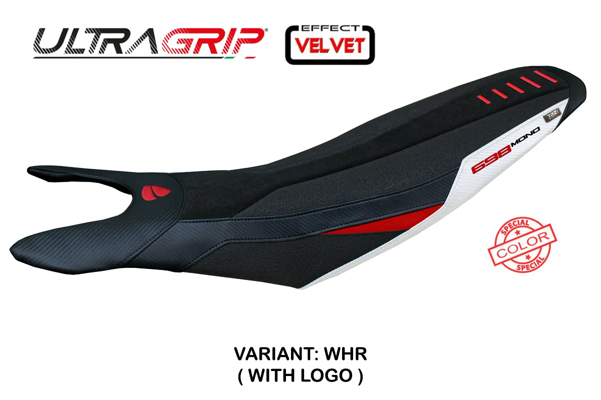 TPZ Cairoli Velvet Ultragrip Special white-red Saddle covering Logo Ducati Hypermotard 698 2024-2025