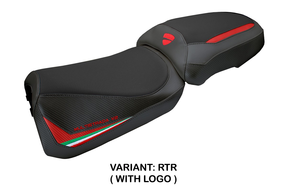 TPZ Aura red-trico Saddle covering Logo Ducati Multistrada V2 2025