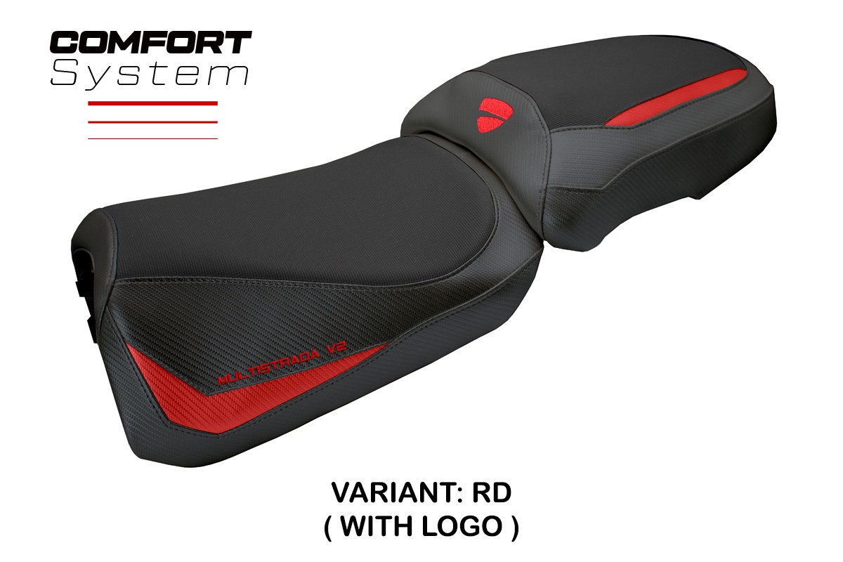 TPZ Aura Comfort red Saddle covering Logo Ducati Multistrada V2 2025