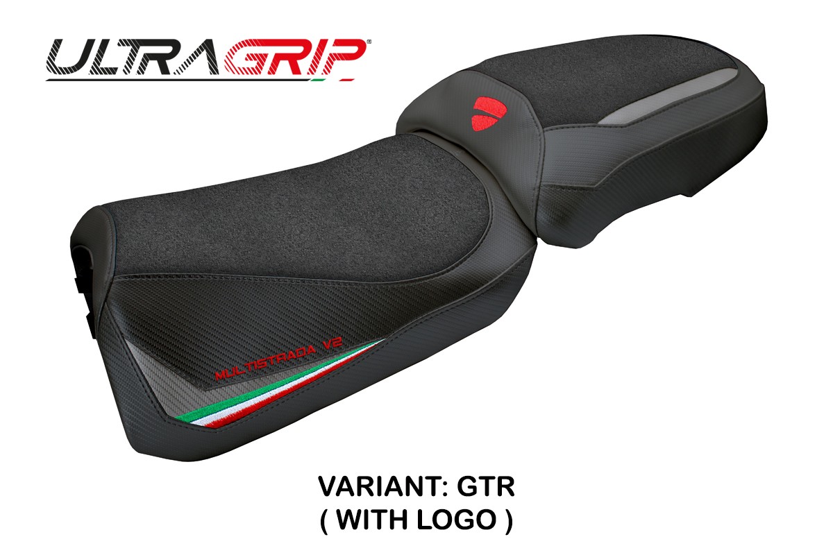 TPZ Aura Ultragrip grey-trico Saddle covering Logo Ducati Multistrada V2 2025