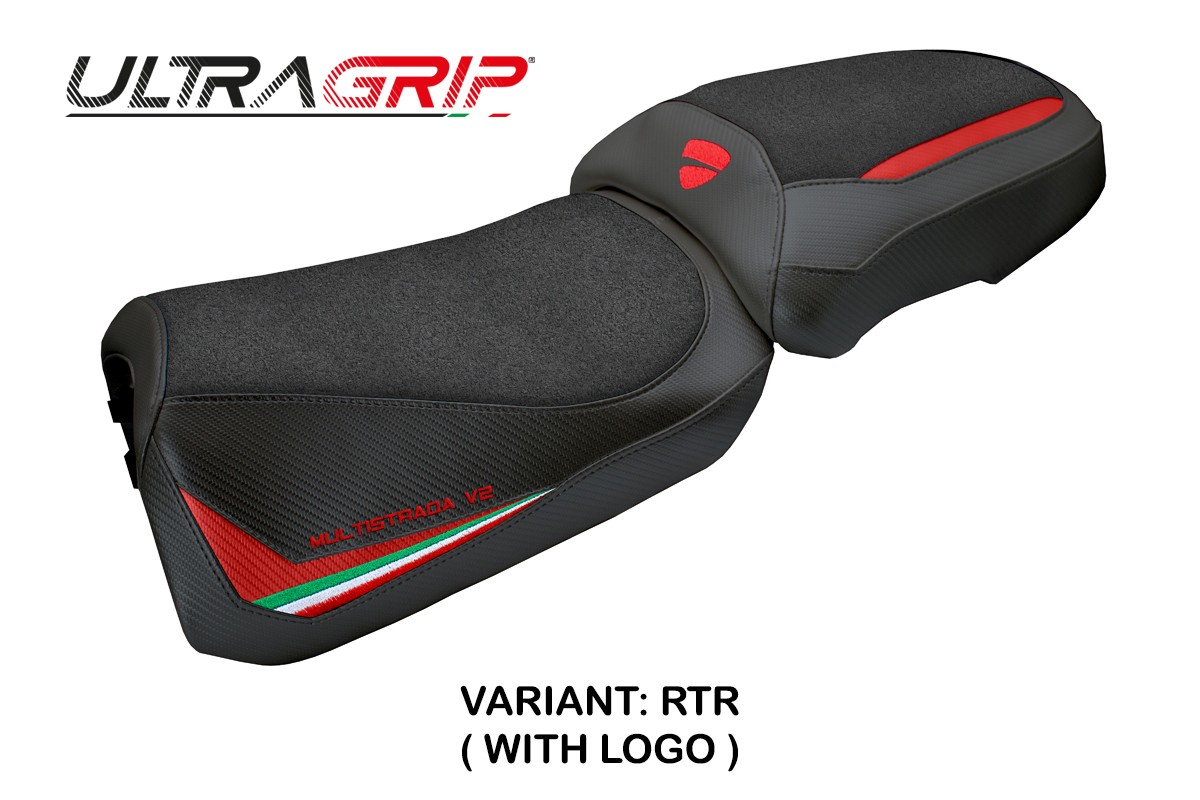 TPZ Aura Ultragrip red-trico Saddle covering Logo Ducati Multistrada V2 2025