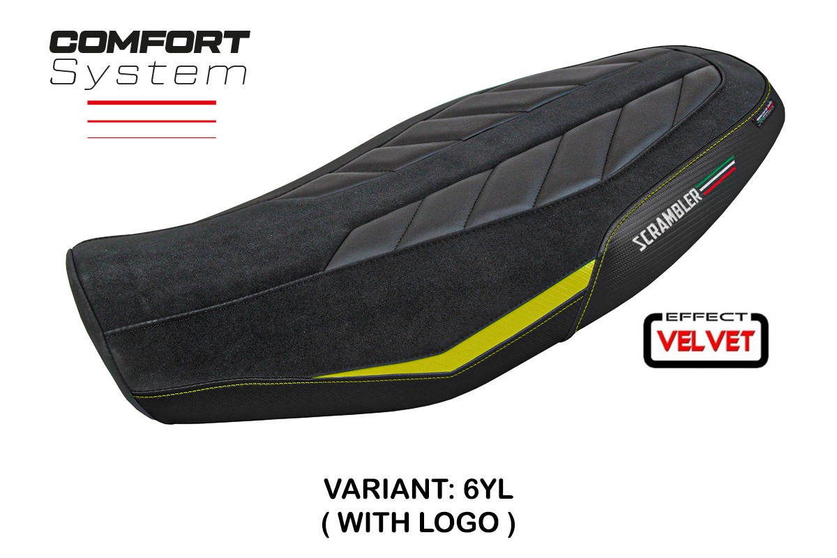 Rivestimento sella TPZ Rimini Comfort Logo giallo Ducati Scrambler 800 2023-2025
