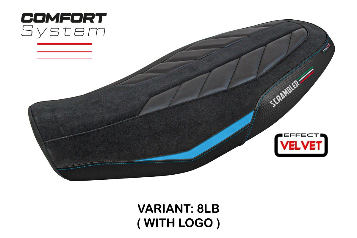 Rivestimento sella TPZ Rimini Comfort Logo azzurro Ducati Scrambler 800 2023-2025