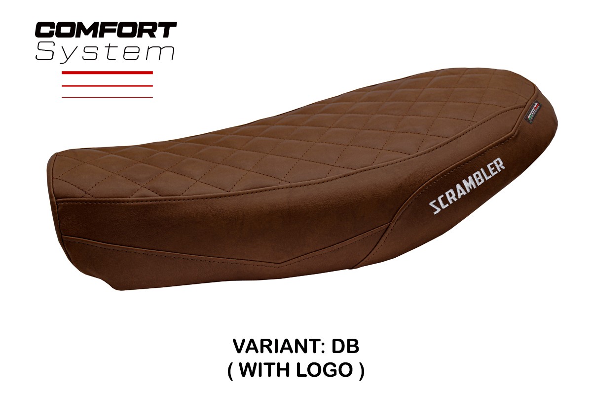 TPZ Antigua Comfort dark brown Saddle covering Logo Ducati Scrambler Nightshift 2021-2022