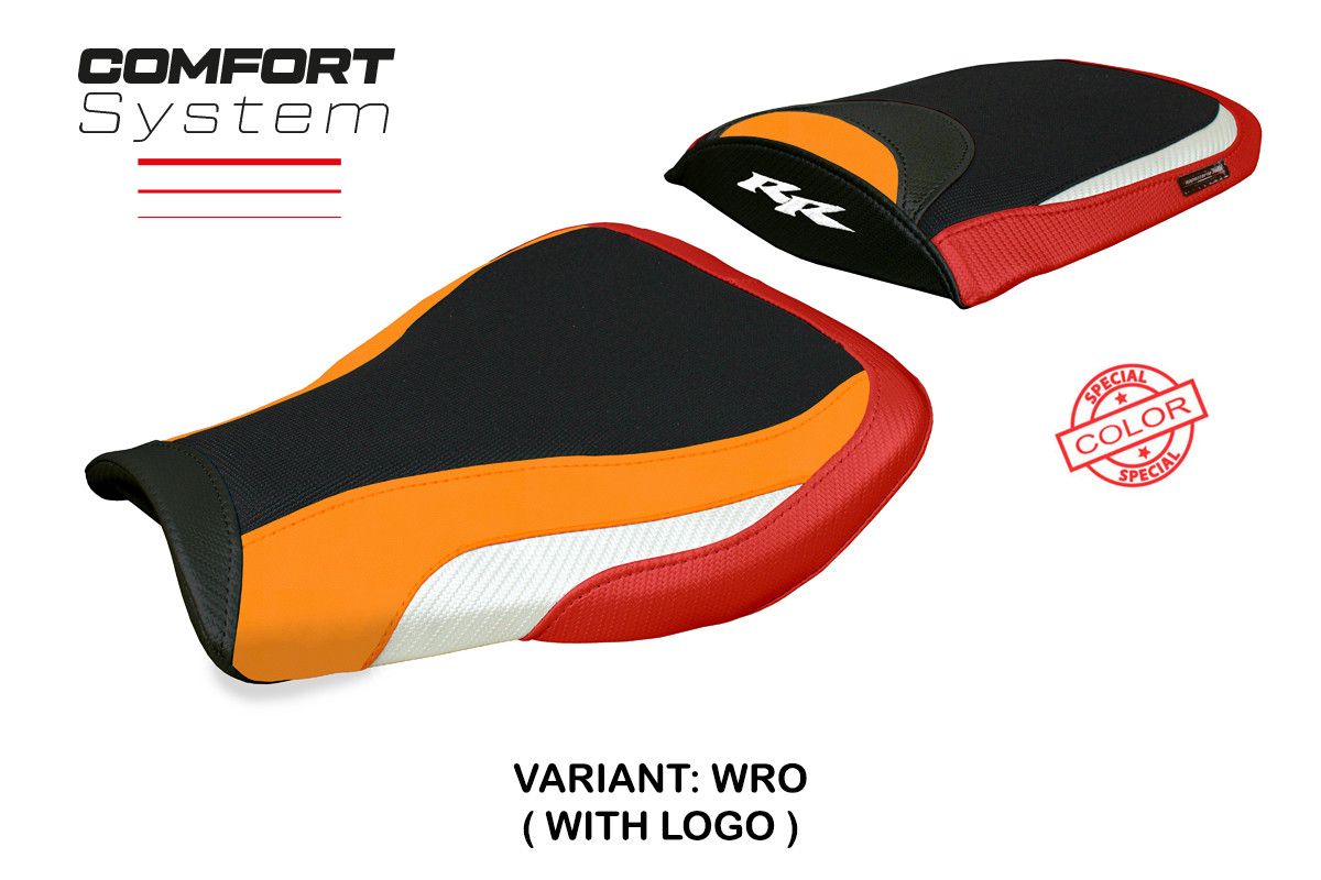 Rivestimento sella TPZ Huelva Comfort Logo bianco-rosso-arancio Honda CBR600RR 2007-2025