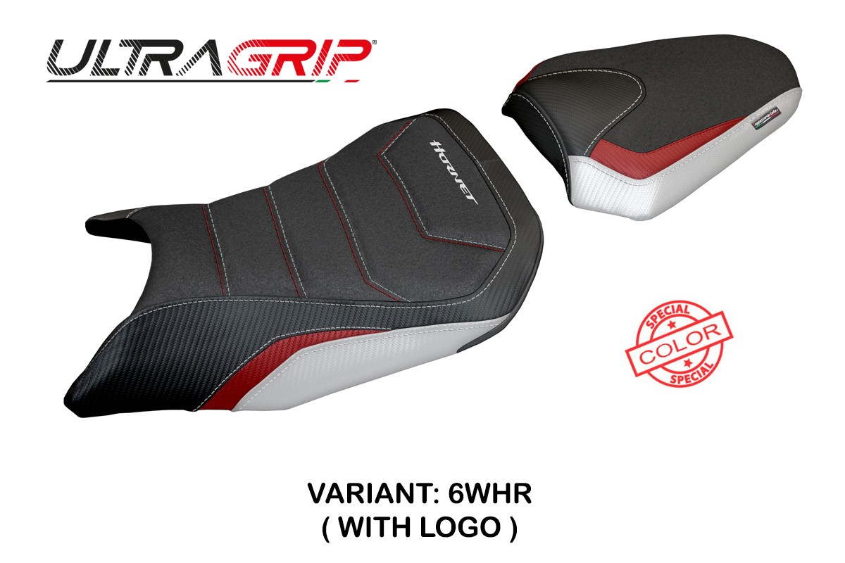 Rivestimento sella TPZ Toyama Ultragrip Logo Special bianco-rosso Honda CB750 Hornet 2023-2025