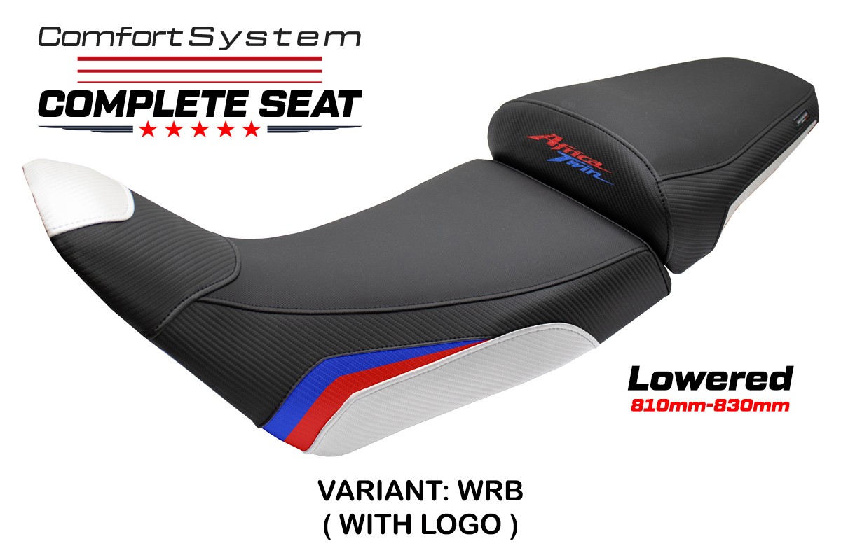TPZ Lowered Asmara Comfort white-red-blue Complete saddle Logo Honda Africa Twin 1100 2020-2025