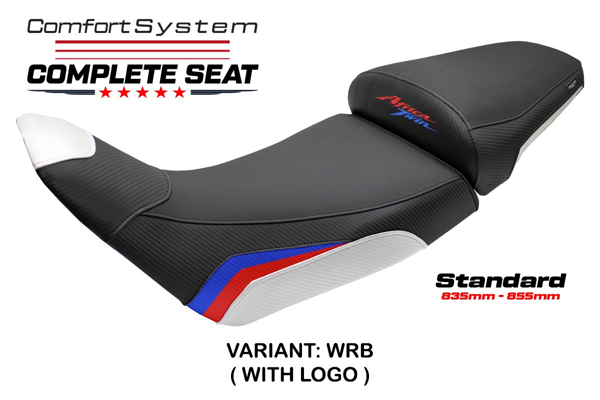 TPZ Asmara - Standard Comfort white-red-blue Complete saddle Logo Honda Africa Twin 1100 2020-2025
