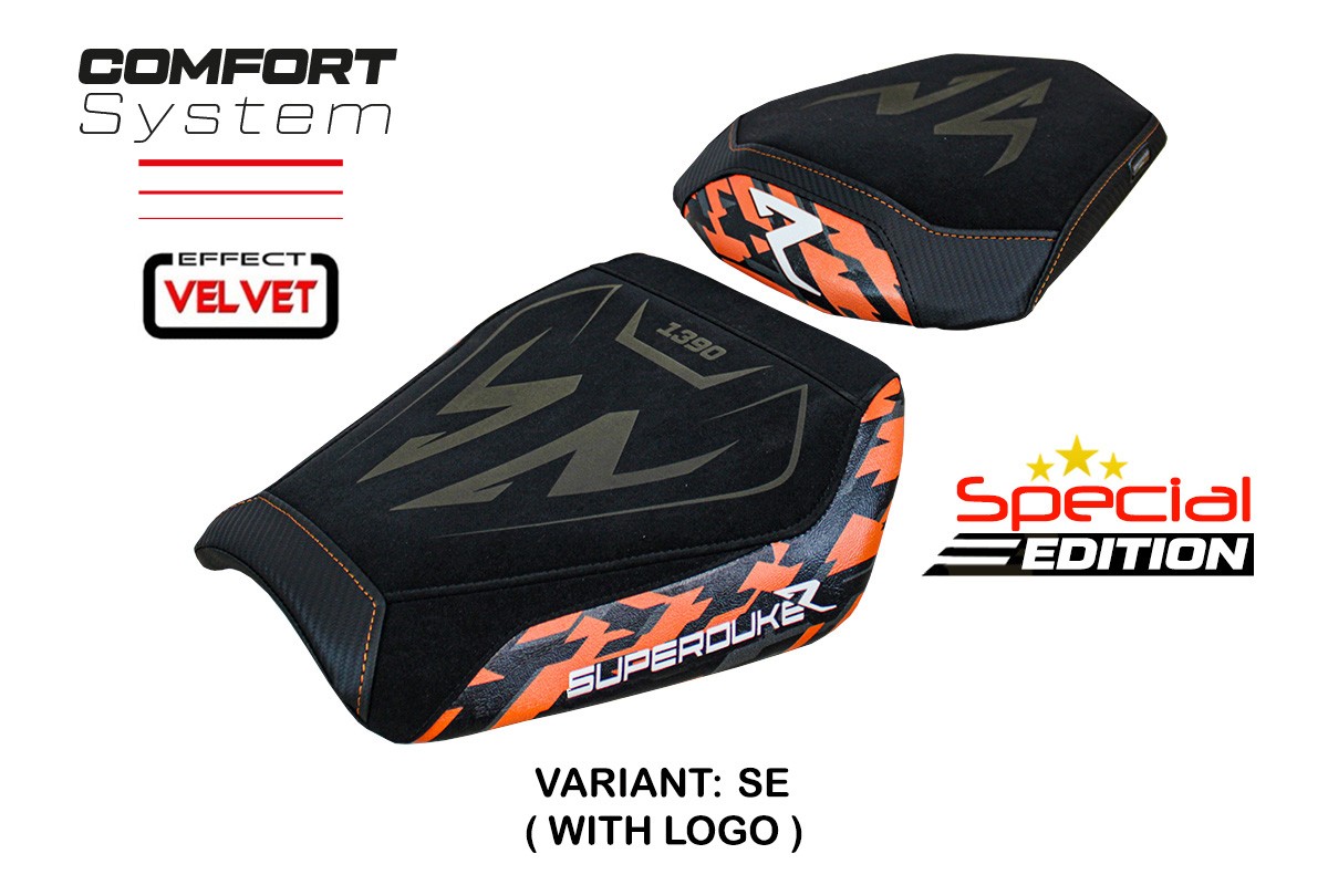 Rivestimento sella TPZ Stripes special Velvet Comfort Logo SE KTM SuperDuke 1390R / EVO 2024-2025