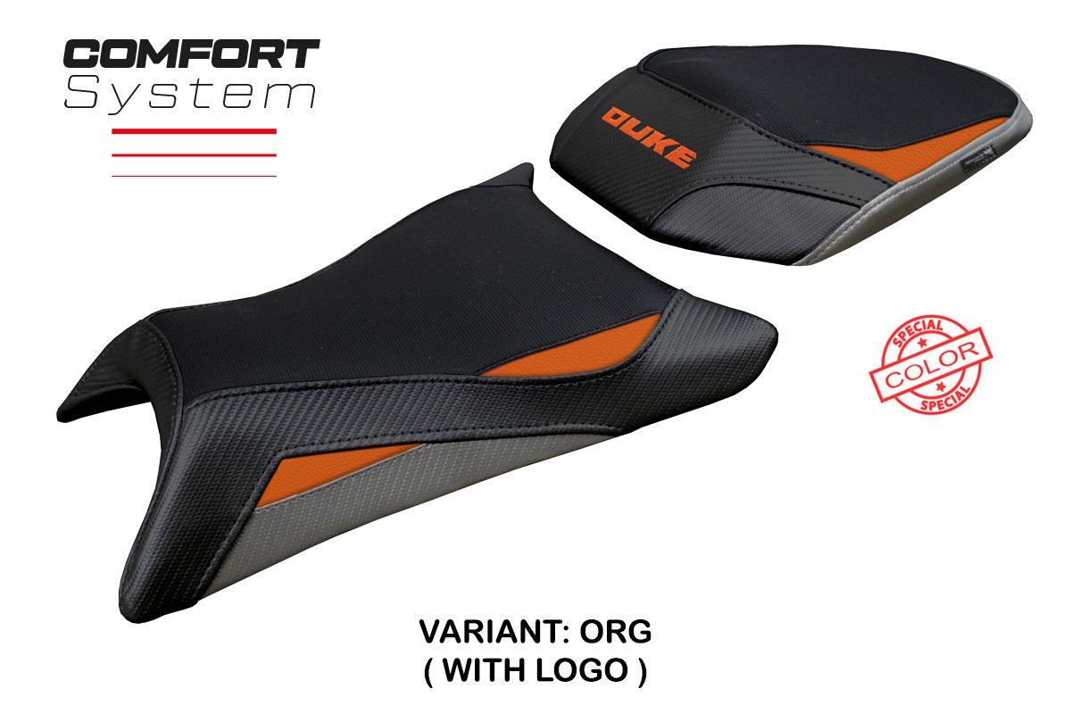 Rivestimento sella TPZ Mora Comfort Logo arancio-grigio KTM Duke 390 2024-2025