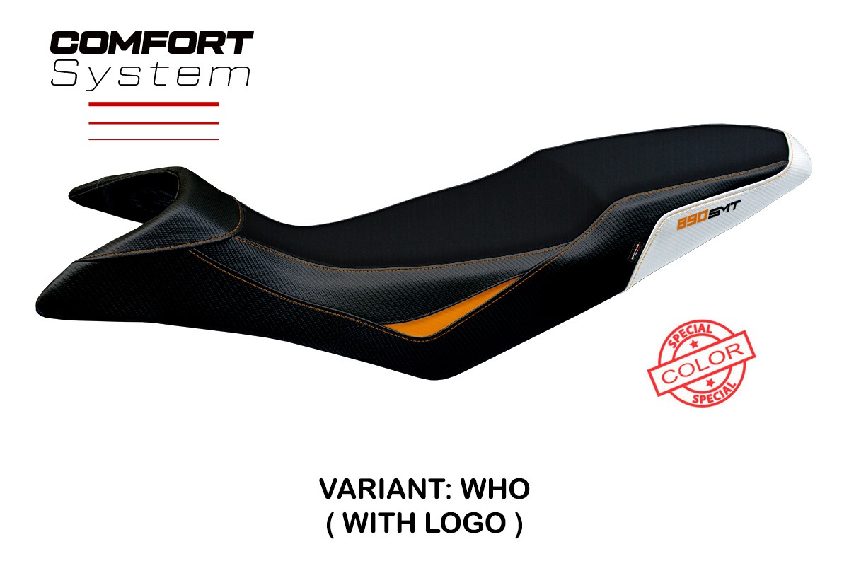 TPZ Karma Comfort white-orange Saddle covering Logo KTM 890 SMT 2023-2025