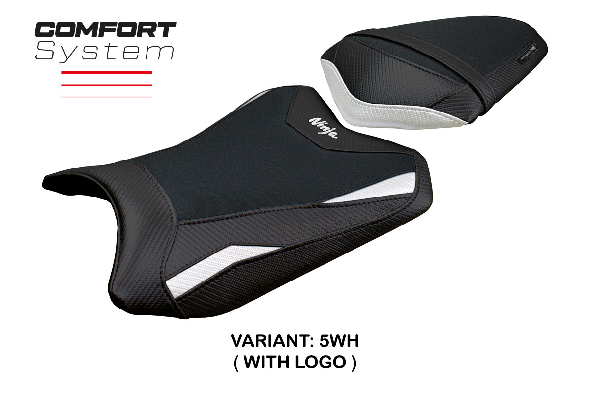 TPZ Aliko Comfort white Saddle covering Logo Kawasaki Ninja 300 2013-2017