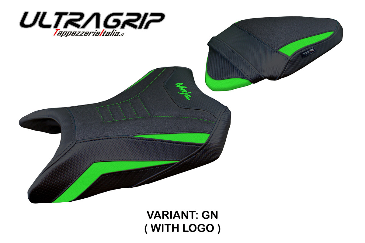 TPZ Arlon Ultragrip green Saddle covering Logo Kawasaki Ninja 500 2024-2025