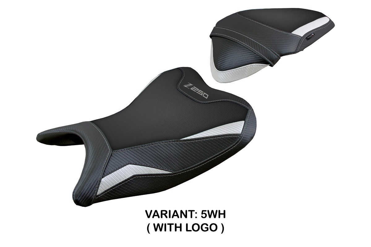 TPZ Abrantes white Saddle covering Logo Kawasaki Z250 2019-2020