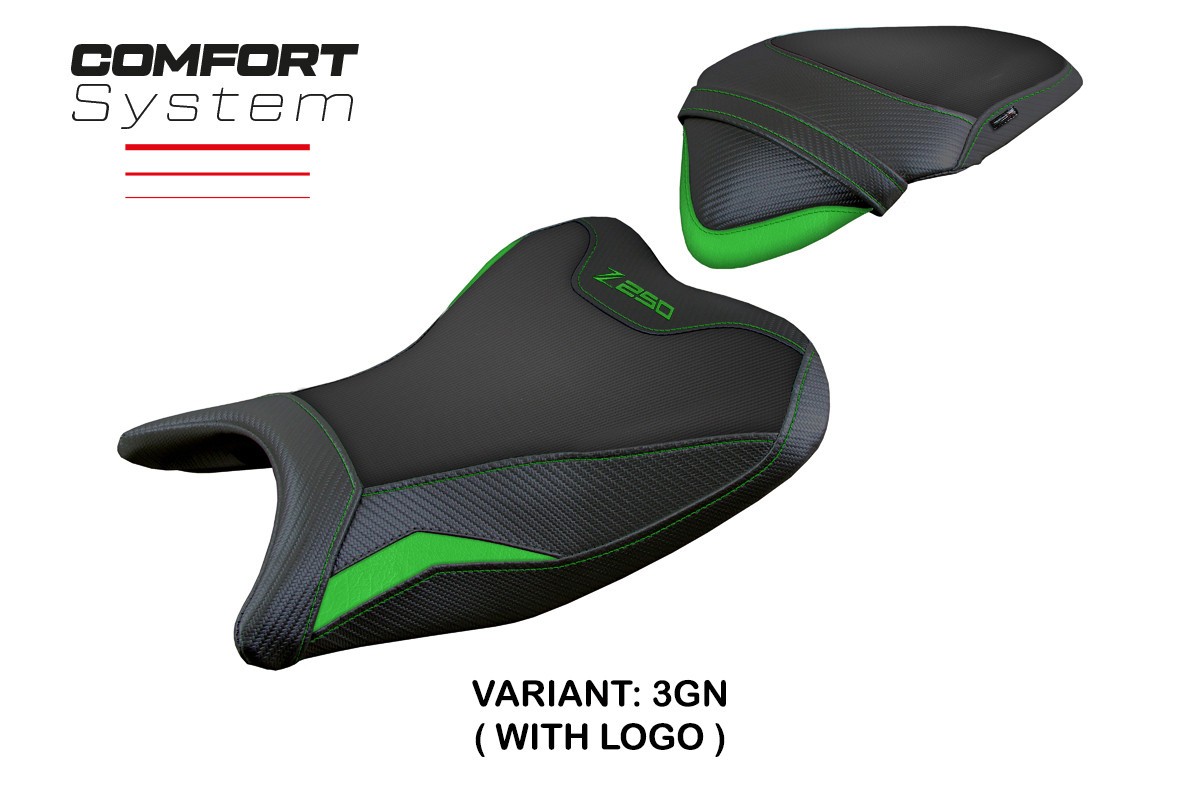 Rivestimento sella TPZ Abrantes Comfort Logo verde Kawasaki Z250 2019-2020