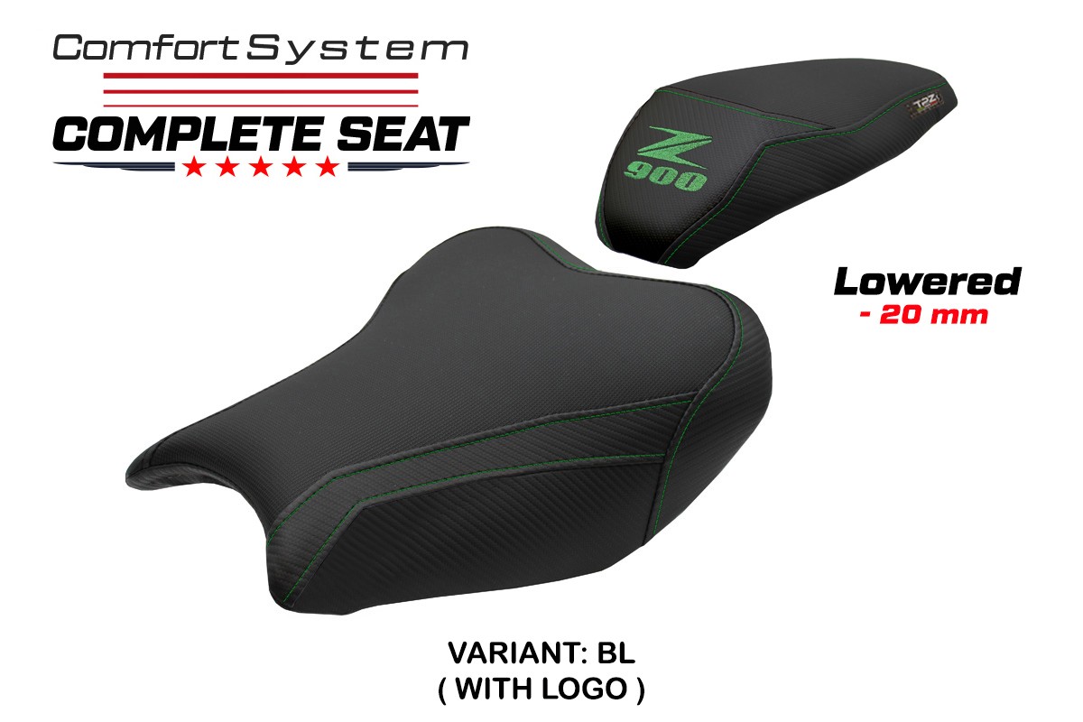 TPZ Lowered Liaka Comfort black Complete saddle Logo Kawasaki Z900 2017-2024
