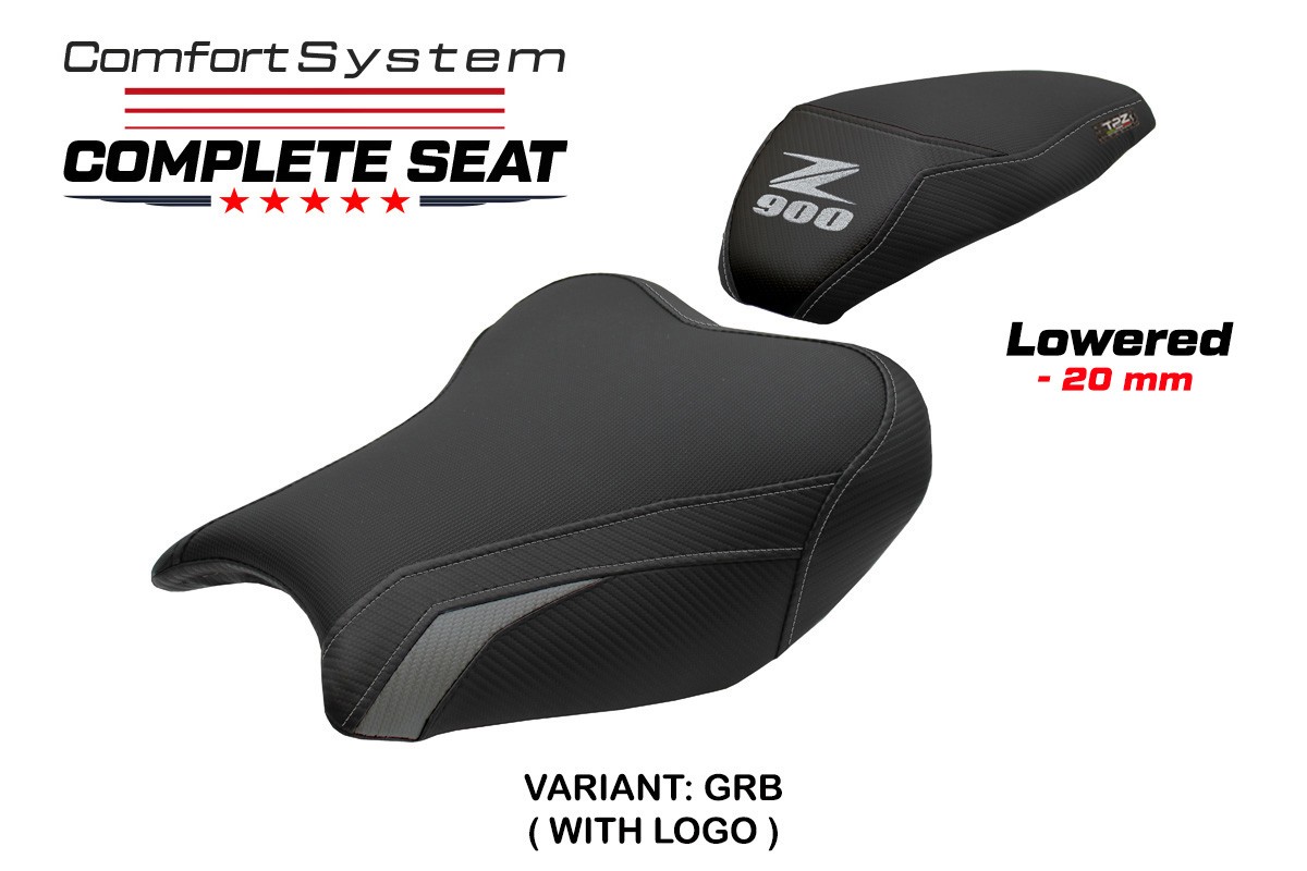 TPZ Lowered Liaka Comfort gray-black Complete saddle Logo Kawasaki Z900 2017-2024