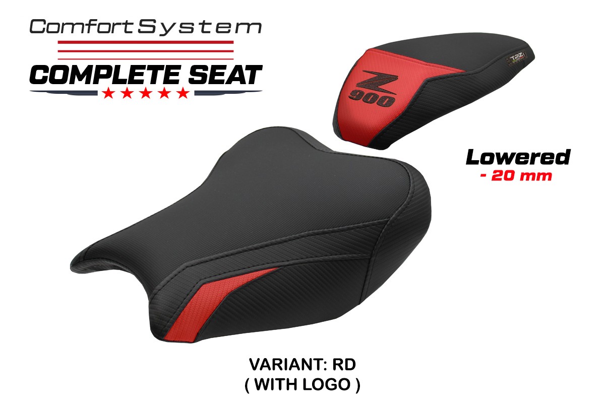 TPZ Lowered Liaka Comfort red Complete saddle Logo Kawasaki Z900 2017-2024