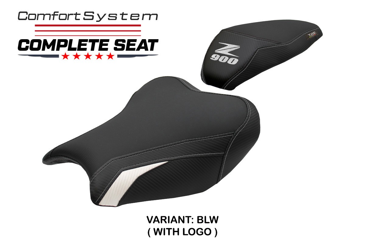 TPZ Liaka Comfort black-white Complete saddle Logo Kawasaki Z900 2017-2024